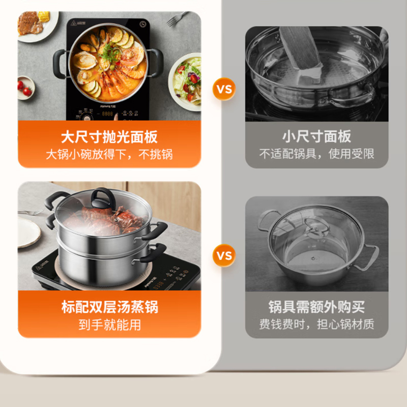 九阳 2200W电磁炉C22S-N9L(配汤蒸锅)高清大图