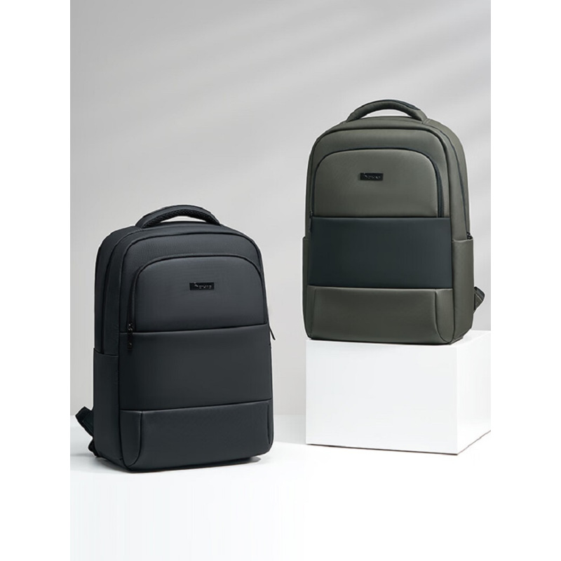 爱华仕都市行者系列男士双肩包大学生笔记本电脑包商务大容量双肩背包 黑色/岩石绿 (无备注颜色随机发)