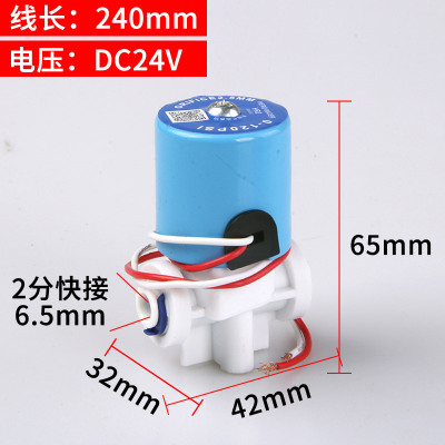2分快接6.5mm (DC24V) 净水器24V 12V进水电磁阀 直饮水机进水阀配件 圆柱带线 阀门配件