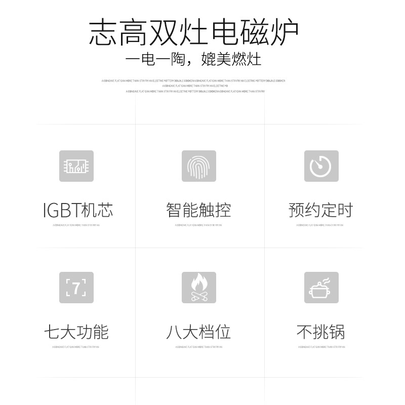 志高(CHIGO)家用电磁炉双灶嵌入式大功率双头电磁炉双灶头电陶炉电灶家用凹面不挑锅一凹一平 一电一陶(2507)高清大图