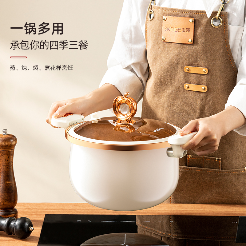 龙的--微压珐琅锅 珐琅微压汤锅家用煮锅炖锅耐高温搪瓷不粘锅 LD-TM539高清大图