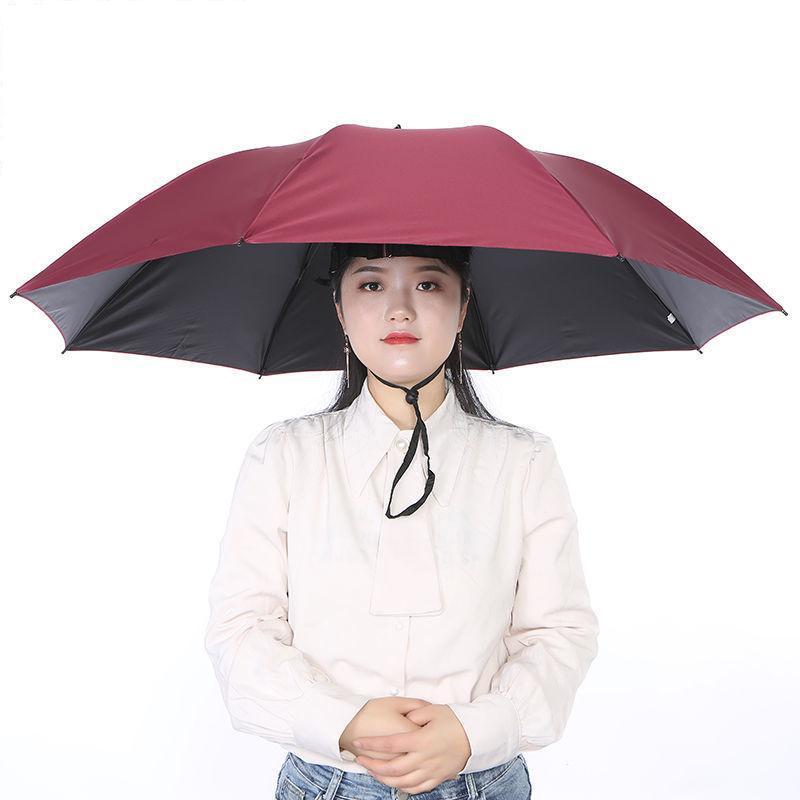 头戴式伞帽三折叠大号晴雨两用帽子伞钓鱼伞户外太阳伞采茶摄影伞烈珺