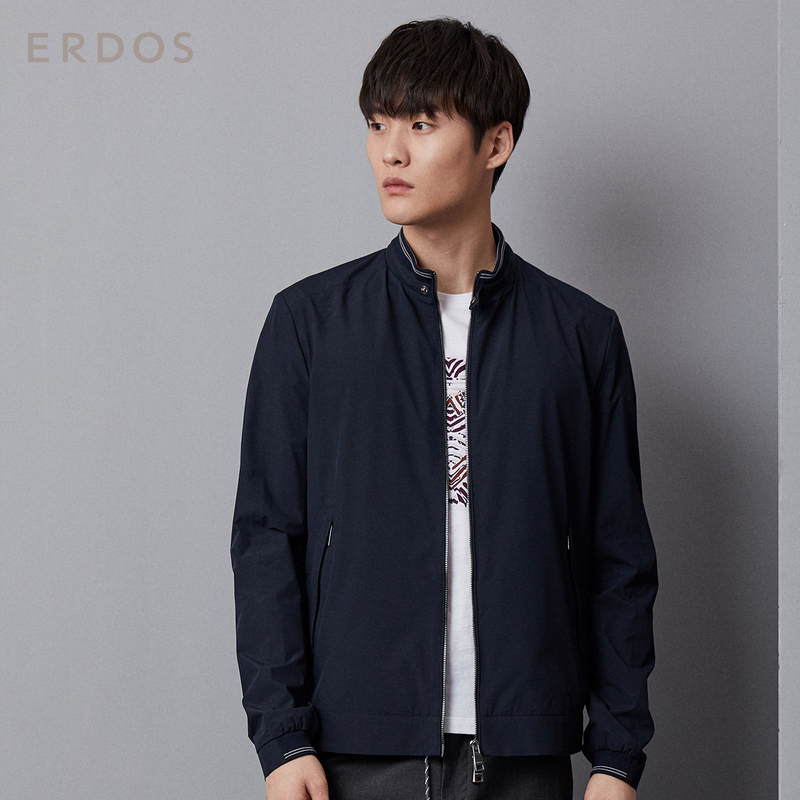 ERDOS 秋冬男士立领夹克商务休闲短款拉链上衣外套领口罗纹