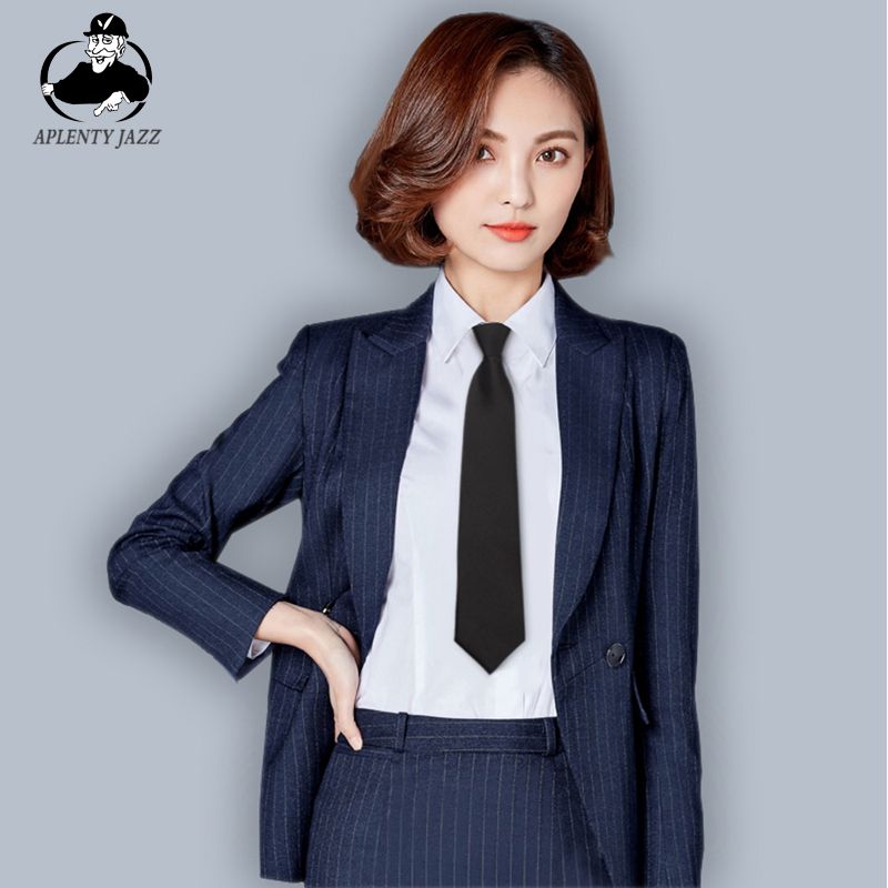 免打结易拉得懒人拉链领带男蓝色上班职业学生黑色红色JK领带女高清大图