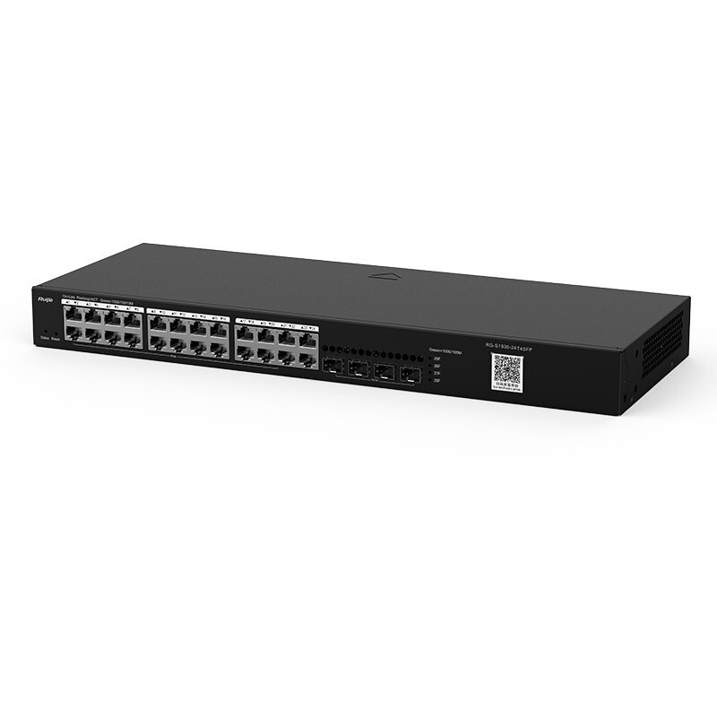 锐捷(Ruijie)RG-S1930系列二层百兆网管交换机 RG-S1930-24T4SFP 黑色