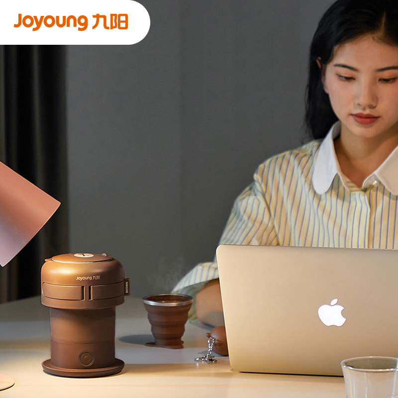 joyoung九阳k06z2折叠壶旅行开水煲便携式烧水壶压缩迷你棕色呆萌布朗