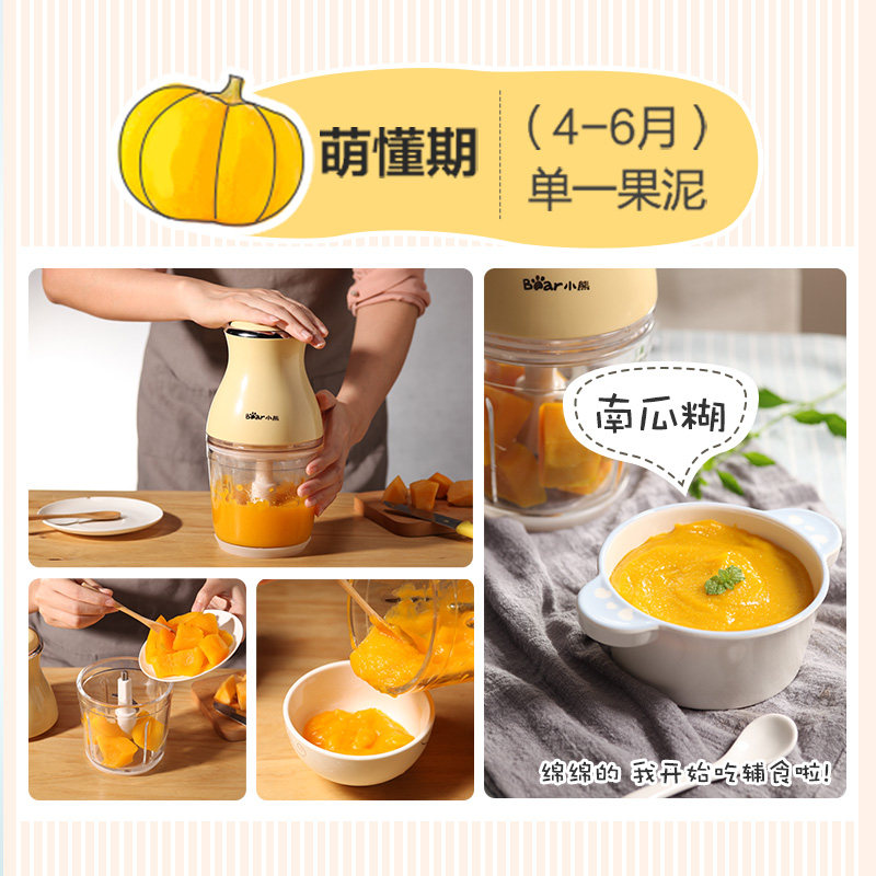 小熊bear辅食机多功能绞肉机塑料机身轻便家用小型料理机 QSJ-B02R1高清大图