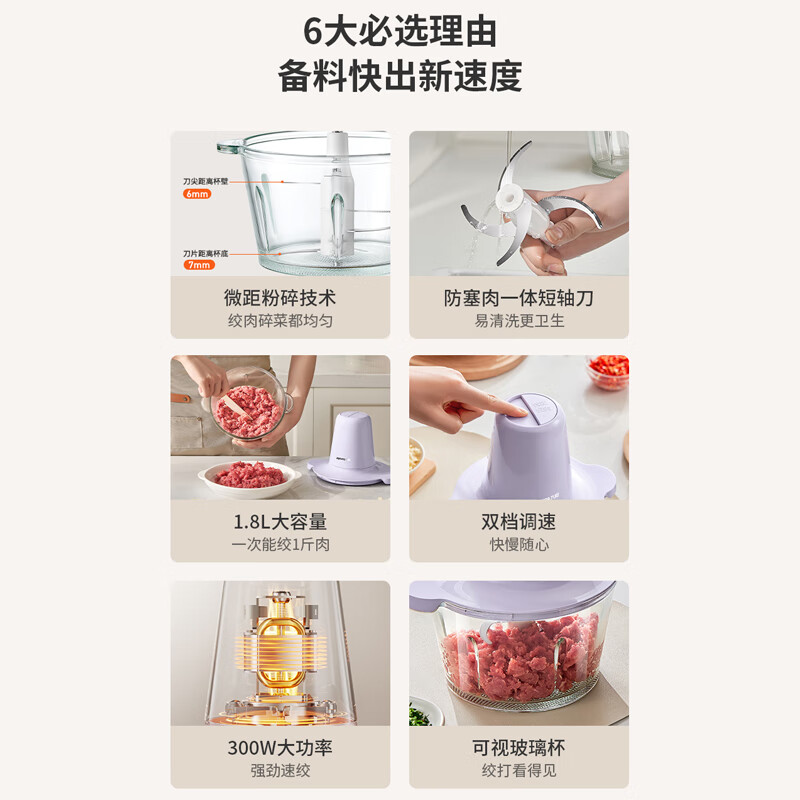 九阳碎肉机S18-LA225 香芋紫高清大图
