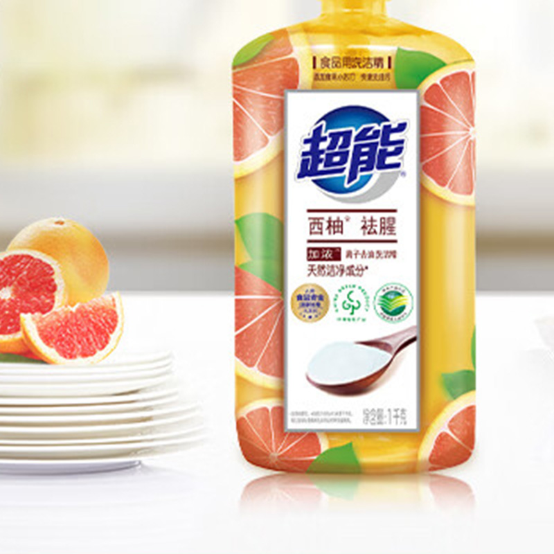 超能洗洁精1kg*3瓶西柚祛腥离子去油清爽易冲(包装随机)高清大图