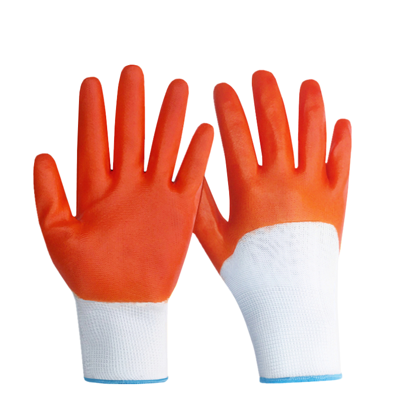 豫亨 施工手部防护劳保手套浸胶耐磨 PVC全挂防滑防水防油机械劳动牛筋加厚胶皮防护保洁手套 L码（24双装）