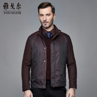 Youngor/雅戈尔男装暗红色商务休闲化纤面料商务休闲优雅素色茄克155MQA