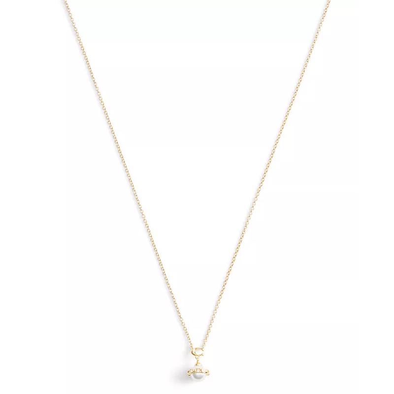 蔻驰(COACH)Coach精致链条珍珠吊坠项链日常百搭配饰黄金色五金高清大图