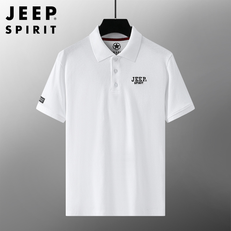 JEEP SPIRIT 夏季男士纯棉Polo衫高端简约刺绣短袖T恤