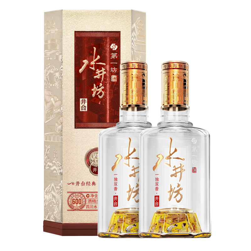 水井坊 井台 52度 500ml*2 两瓶装 浓香型白酒[婚宴用酒]