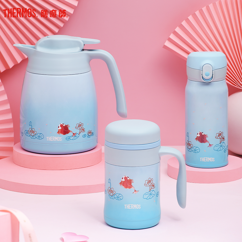膳魔师,膳魔師(THERMOS)玻璃杯 TCGH-440-S-RD(LUCK)锦鲤系列玻璃花茶杯 440ml 通用