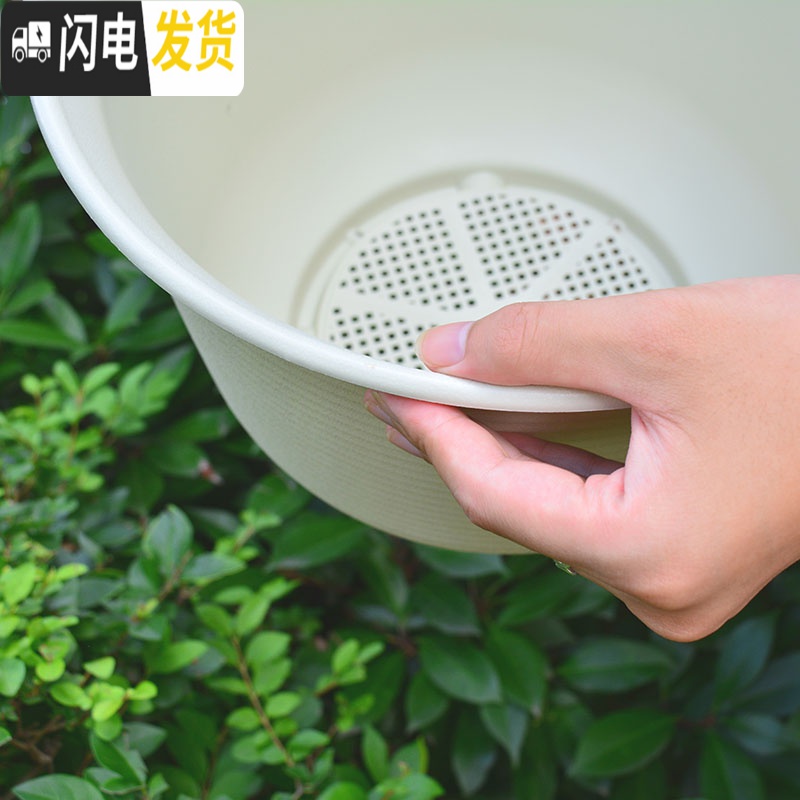 三维工匠加厚防陶瓷花盆绿萝吊兰专用大号塑料盆创意 个性北欧简约带托盘 A款深灰色 特小花盆容器高清大图