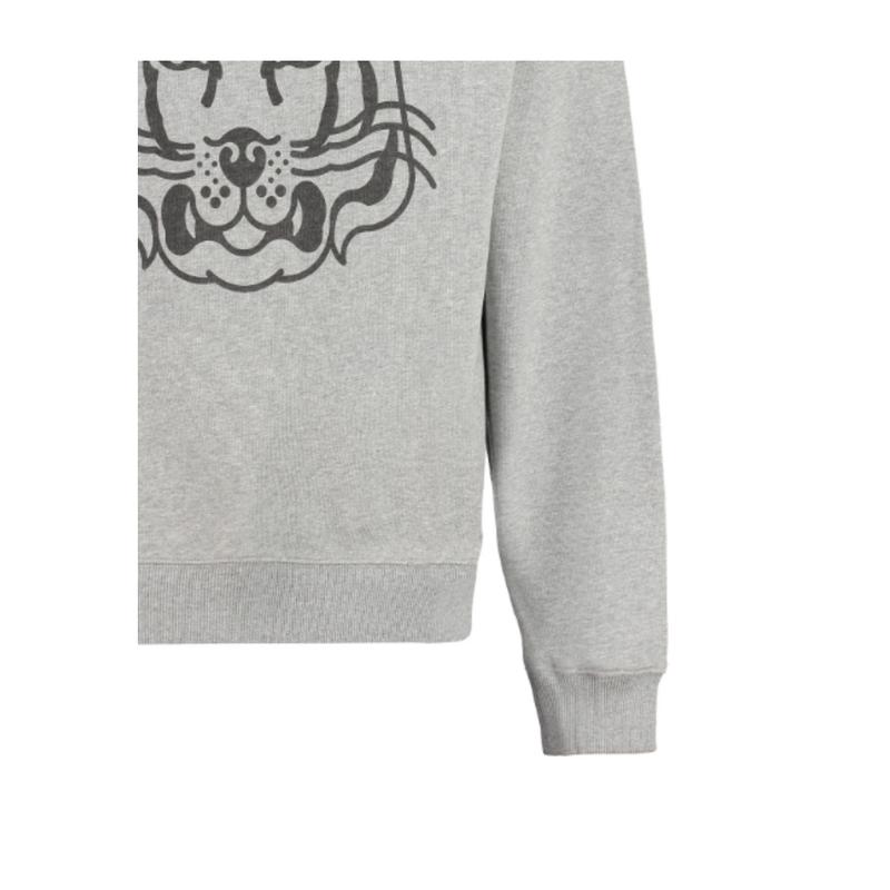 高田贤三(Kenzo)灰色虎头印花修身长袖棉氨纶运动卫衣男高清大图