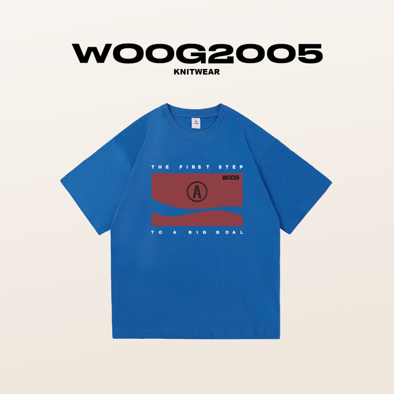 WOOG2005字母印花100纯棉短袖ins潮牌2022年夏季新款打底衫纯色t