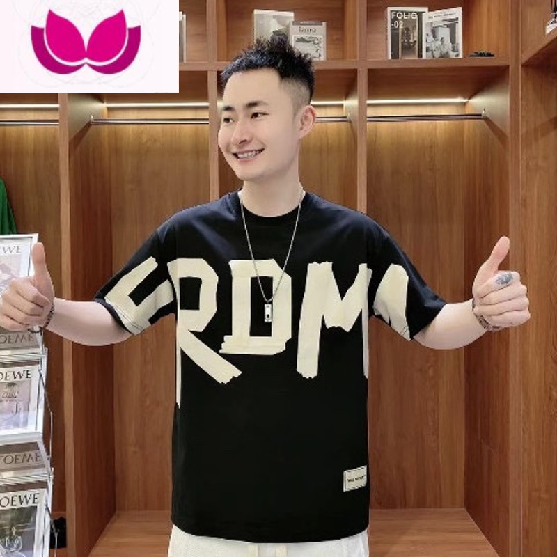 七斓2023夏季休闲百搭潮牌短袖T恤快手抖音同款圆领印花短袖打底衫男