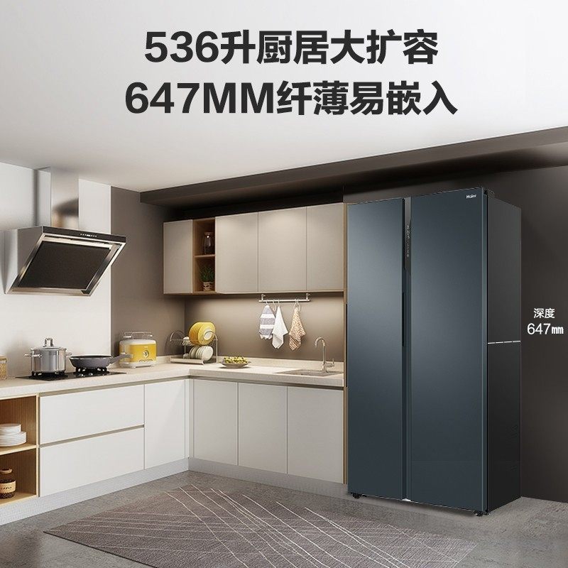 海尔(Haier) 对开门冰箱536L双开门家用 对开门大容量 一级变频无霜 BCD-536WGHSSEDC9U1