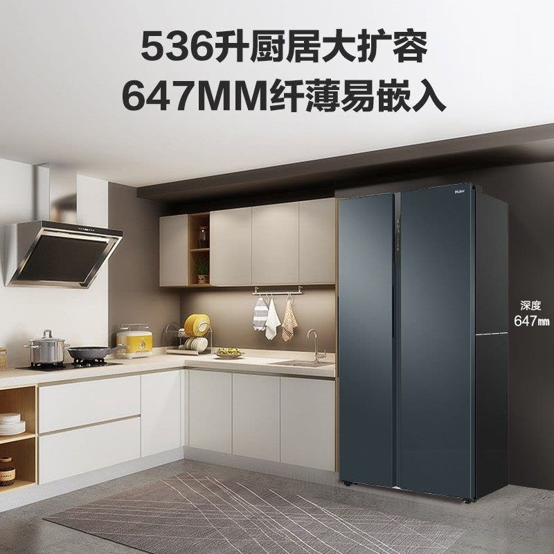 海尔(Haier) 对开门冰箱536L双开门家用 对开门大容量 一级变频无霜 BCD-536WGHSSEDC9U1图片