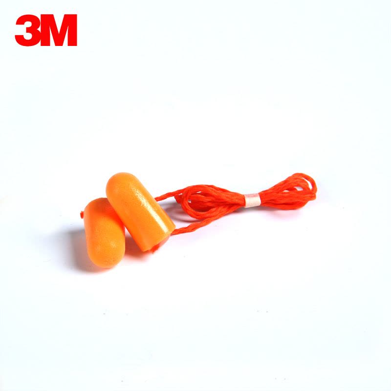 3M 1110带线隔音降噪耳塞睡觉旅行学习工作100副 橙色图片
