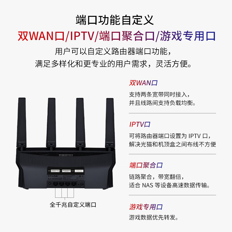 TP-LINKAX6000千兆无线路由器WiFi65G双频高速网络Mesh游戏路由智能家用穿墙XDR6010·玄鸟
