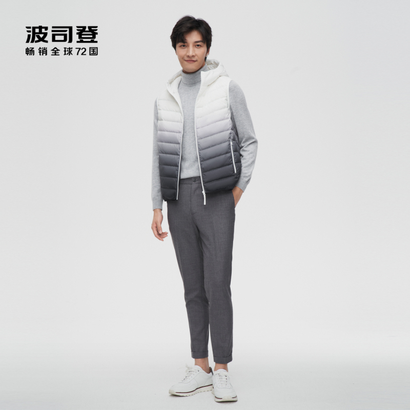 波司登21新款男羽绒马甲轻薄款羽绒外穿马夹背心潮流连帽情侣款冬