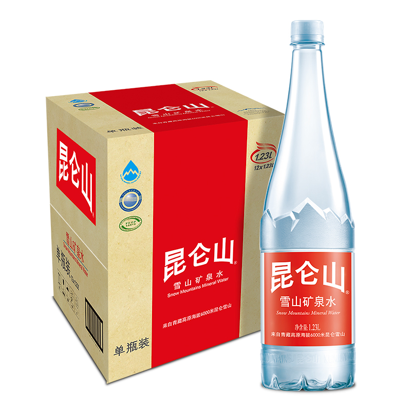 昆仑山 天然雪山矿泉水 高端矿泉水 1.23L*12瓶 整箱装高清大图