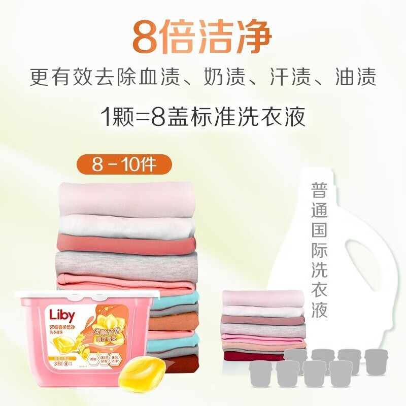 立白浓缩香柔倍净洗衣凝珠(薄盒)272g-(小苍兰34颗)高清大图