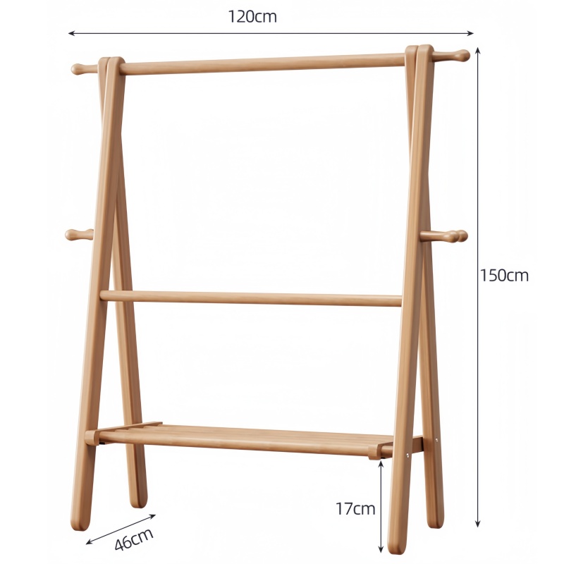 晨磊实木衣帽架120*46*150cm/个高清大图