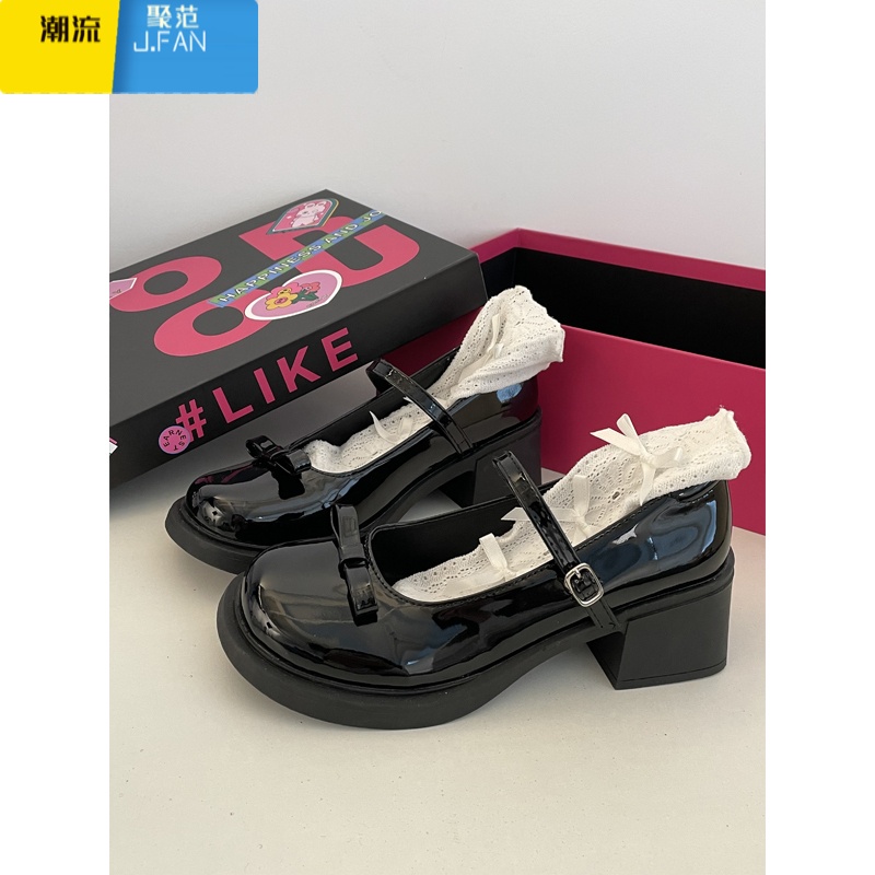聚范痞老板女鞋法式蝴蝶结玛丽珍鞋2024时尚百搭小皮鞋配裙子单鞋高清大图