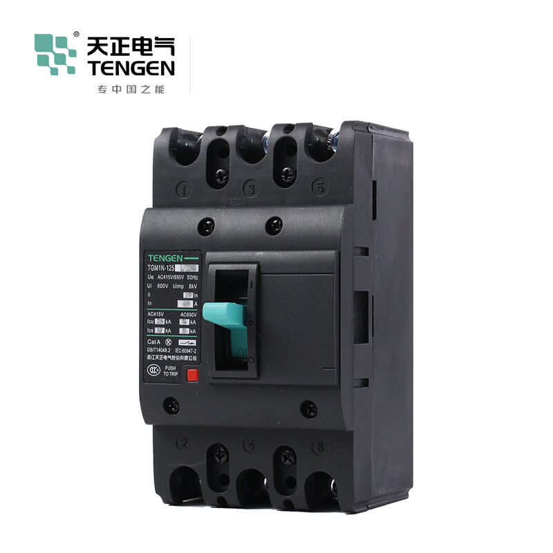 天正电气 TGM1N-125L 25KA 热磁式 100A 3P手动固定式380V 330021700037塑壳断路器