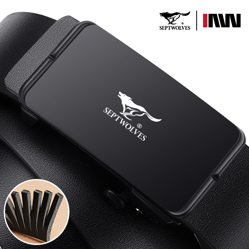 七匹狼皮带男士真皮自动扣腰带男款纯牛皮男式裤带正品2023新款