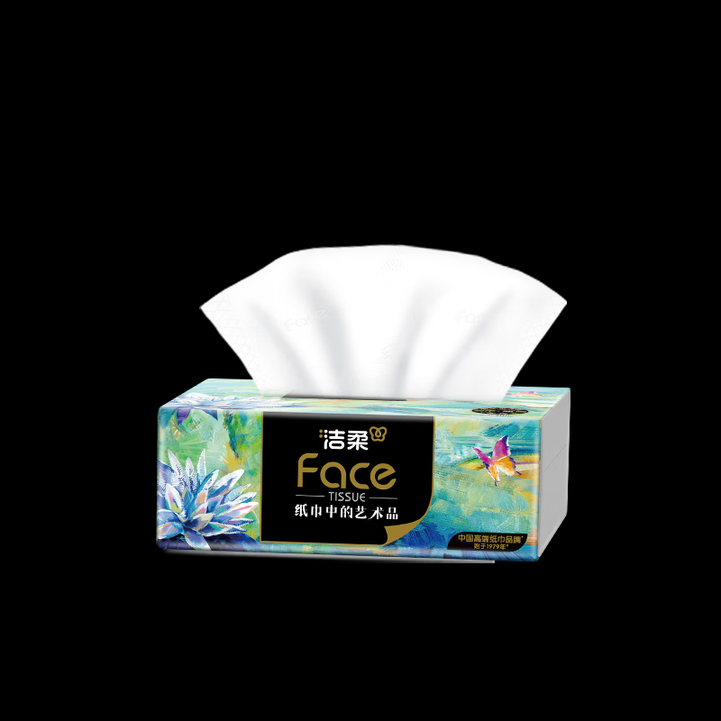洁柔 抽纸 加厚 br128-10*2 可湿水面巾纸4层80抽*10包 面巾纸 柔软亲肤 大气典雅高清大图
