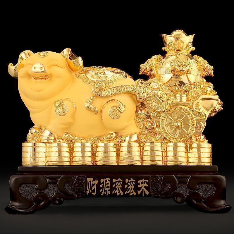 生肖猪摆件风水金猪工艺品创意白菜客厅装饰品礼乔迁新居礼品_556_21