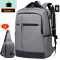 商务背包男士双肩包韩版潮流旅行包时尚简约女学生书包休闲电脑包NEW LAKE 深灰配灰胸包升级版
