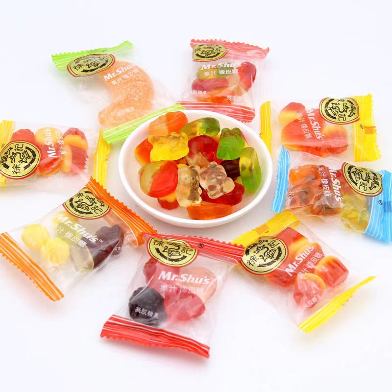 徐福记糖霜橡皮糖蚯蚓型散糖500g*2果汁软糖qq糖喜糖糖霜新年糖