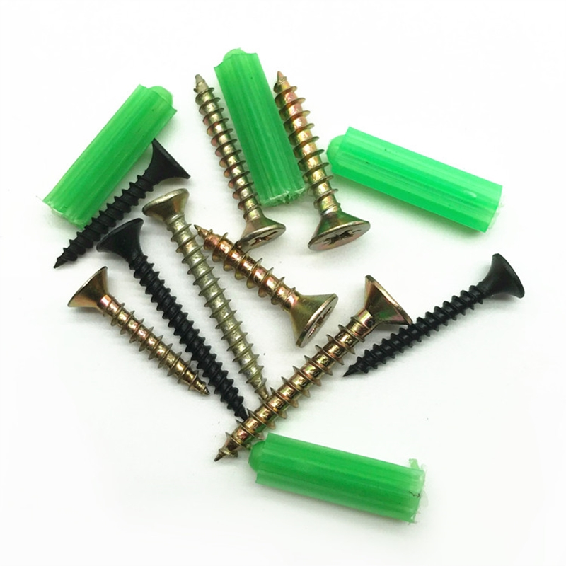 绿胶塞配自攻钉涨塞胶粒膨胀螺丝塑料膨胀理线家管螺钉胶塞自攻螺丝m6