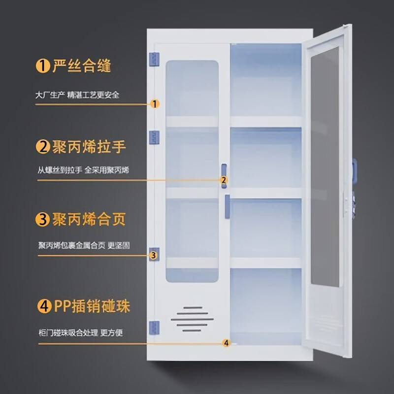 锦北PP柜实验室强酸强碱存放柜危化品安全柜防腐蚀药品柜90加仑高清大图