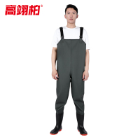 高翊柏 17030130 半身下水裤 60丝绿色针织 45码 pvc涉水裤加厚耐磨连体防水背带裤防水裤