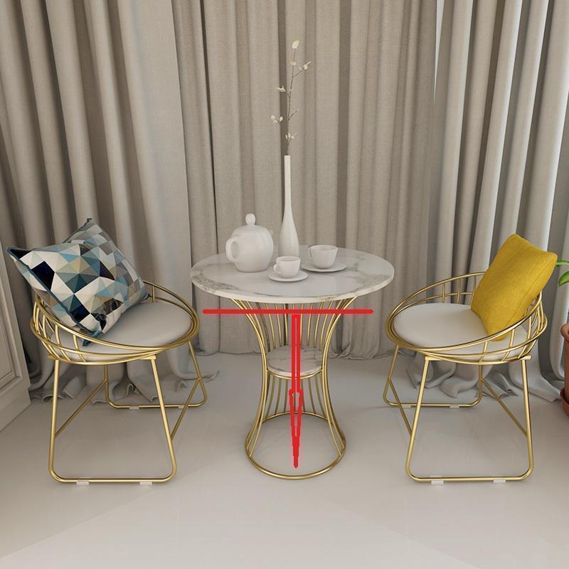 森美人北欧大理石边几茶几简约客厅沙发小圆桌小户型阳台小桌椅角几轻奢 一桌俩吧椅（高度70直径65）