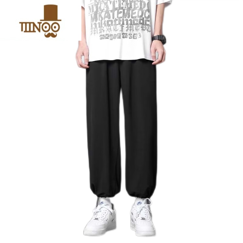 YANXU冰丝裤子男士夏季薄款休闲长裤宽松速干九分束脚运动男款阔腿卫裤高清大图