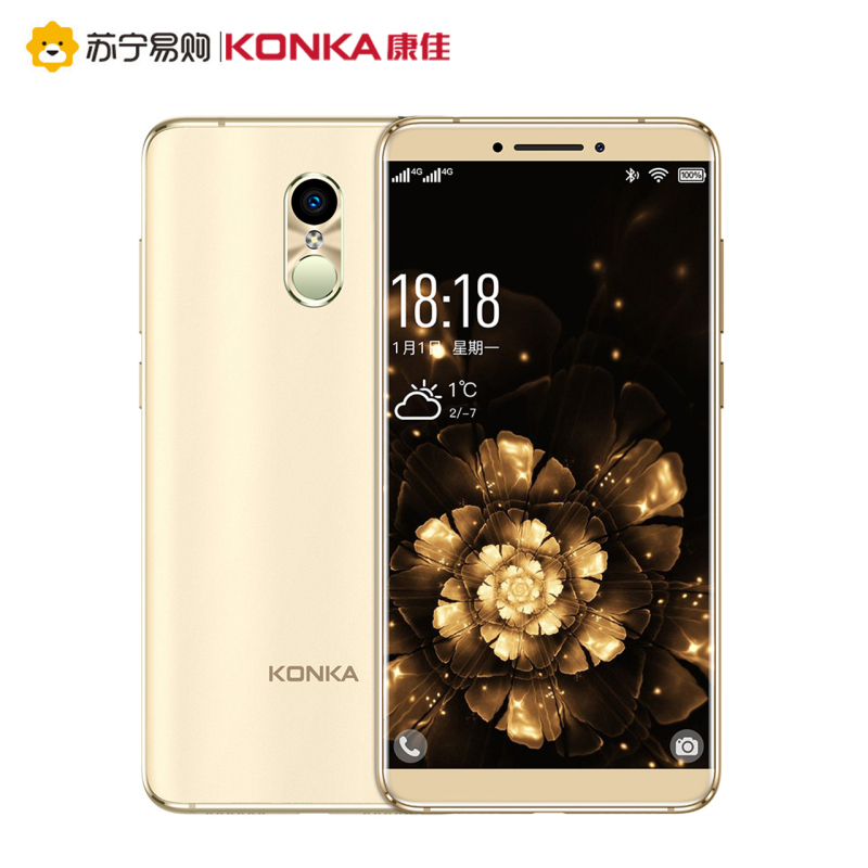 KONKA/康佳 R12 超薄新品学生价便宜智能游戏全网通4G手机全面屏老人老年女性男千百元官方旗舰骁龙非5G 香槟金