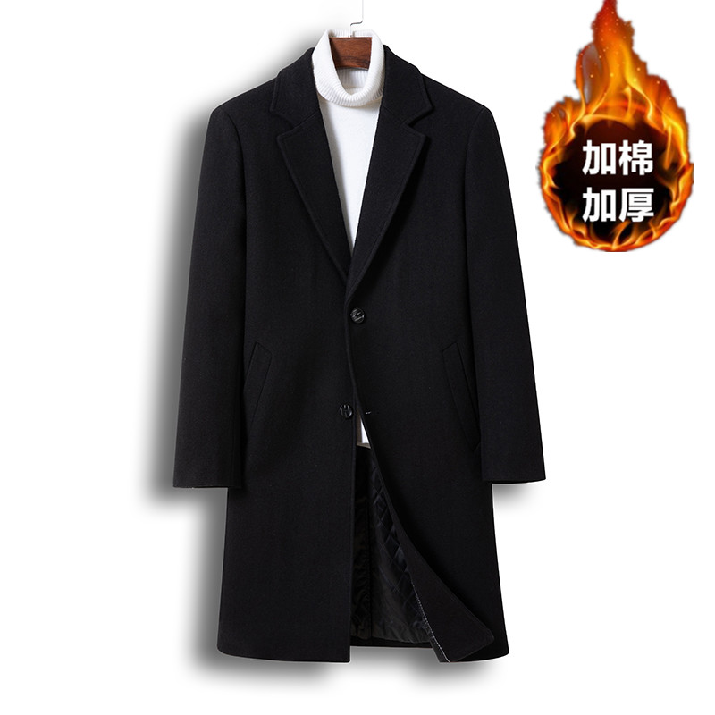 啄木鸟男士羊毛外套2024冬季加棉加厚毛呢大衣中长款高端呢子风季高清大图