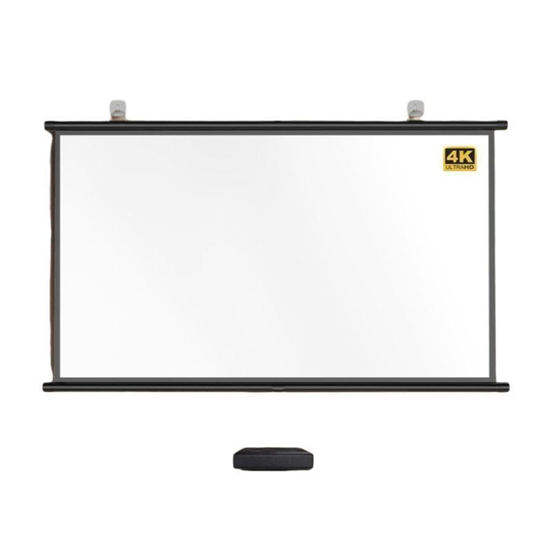 增益升级60寸43免打孔壁挂幕布 白塑 投影仪家用投墙小巧卧室幕布家庭影院全套小型宿舍学生挂装背景。图片