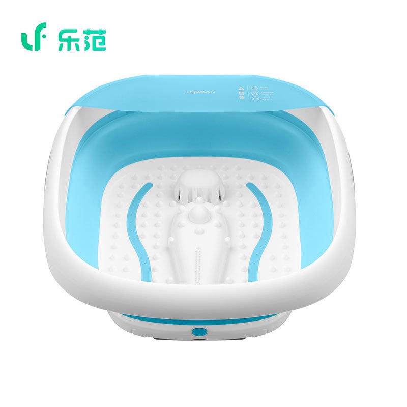 乐范折叠足浴盆 自动按摩洗脚盆 电动加热泡脚桶 家用恒温泡脚盆神器 科技蓝