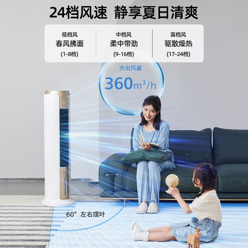 飞利浦(PHILIPS)空调扇冷暖两用制冷风扇家用冷风机卧室客厅办公室冷热风扇负离子净化加湿空调扇ACR5164TN高清大图
