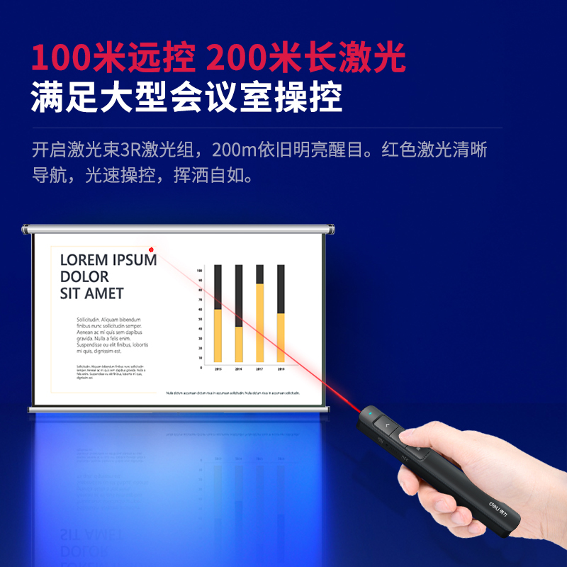 得力(deli)2808PL激光笔360度控制教师专用PPT超链接功能教鞭/无线演示器课件笔 红光充电款激光翻页笔 白色