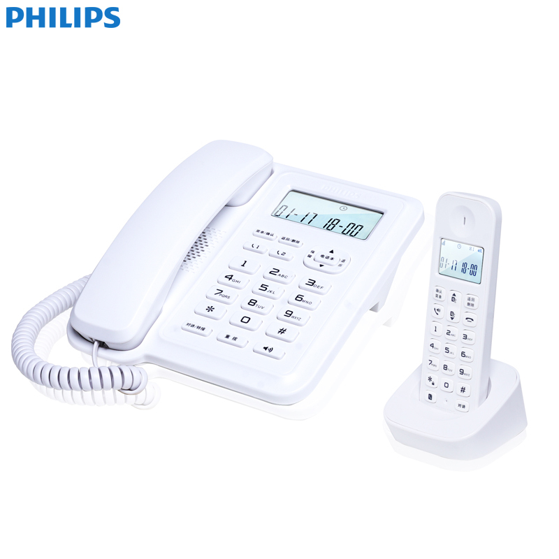 飞利浦(Philips)DCTG167一拖一数字无绳电话机办公家用无线固定座机电话子母机商用免提通话功能(白色)